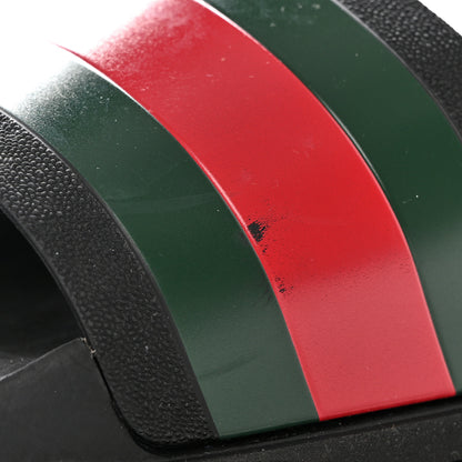 Gucci Rubber Web Mens Lug Sole Slide Sandals 11 Black Green Red 9 of 13