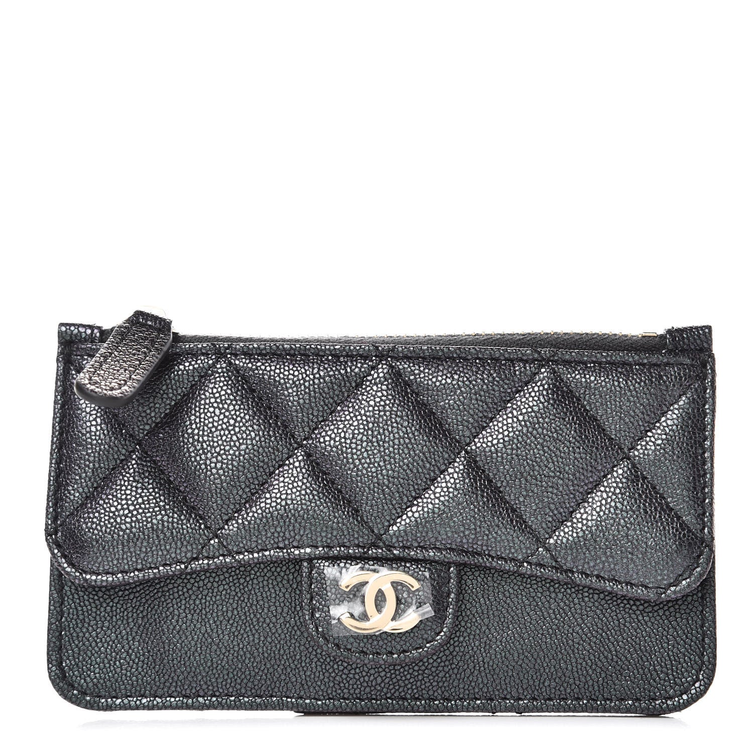 Chanel Iridescent Caviar Quilted Flap Zip Card Holder Black 1 of 8