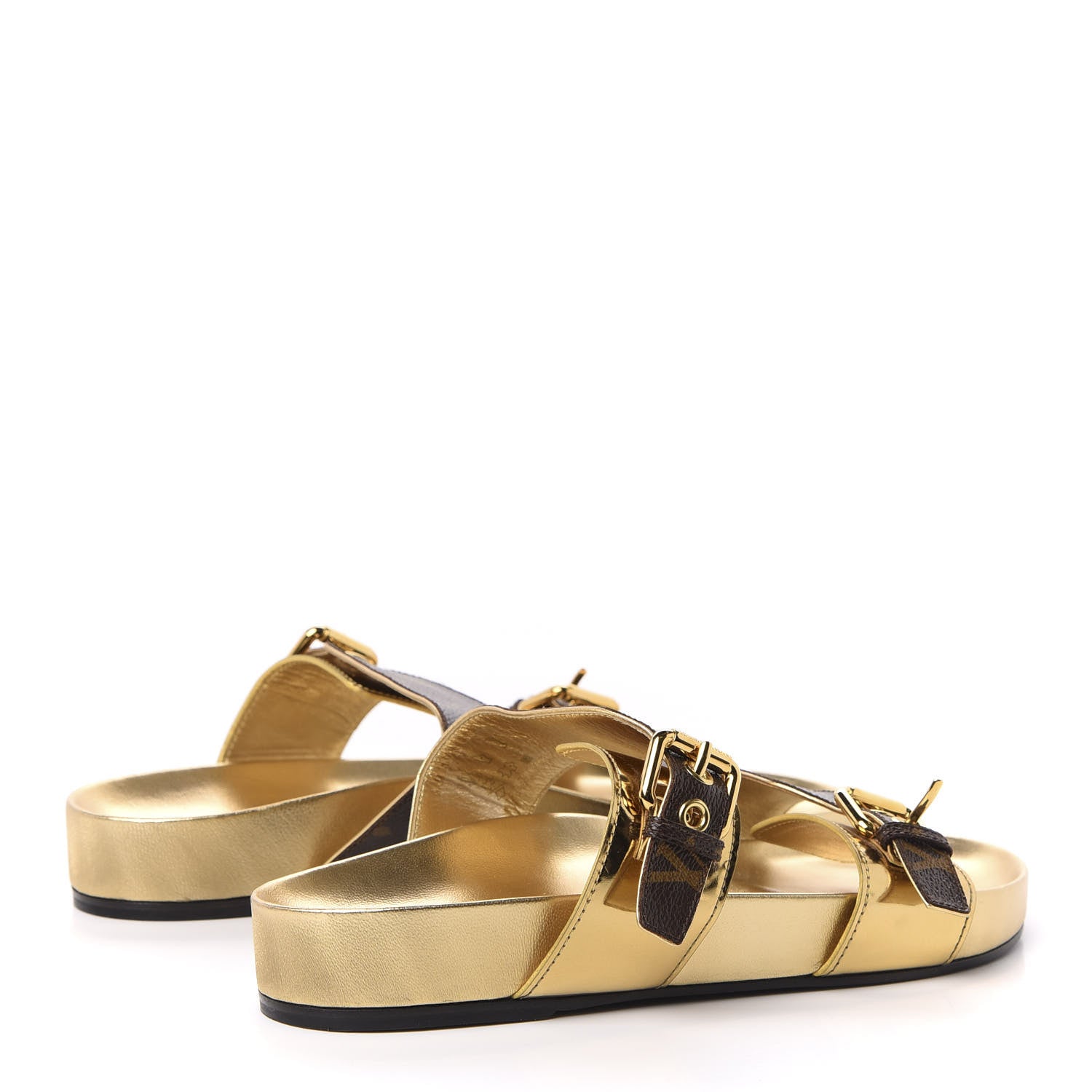 Louis Vuitton Patent Calfskin Monogram Bom Dia Mule Sandals 39 Gold 4 of 8