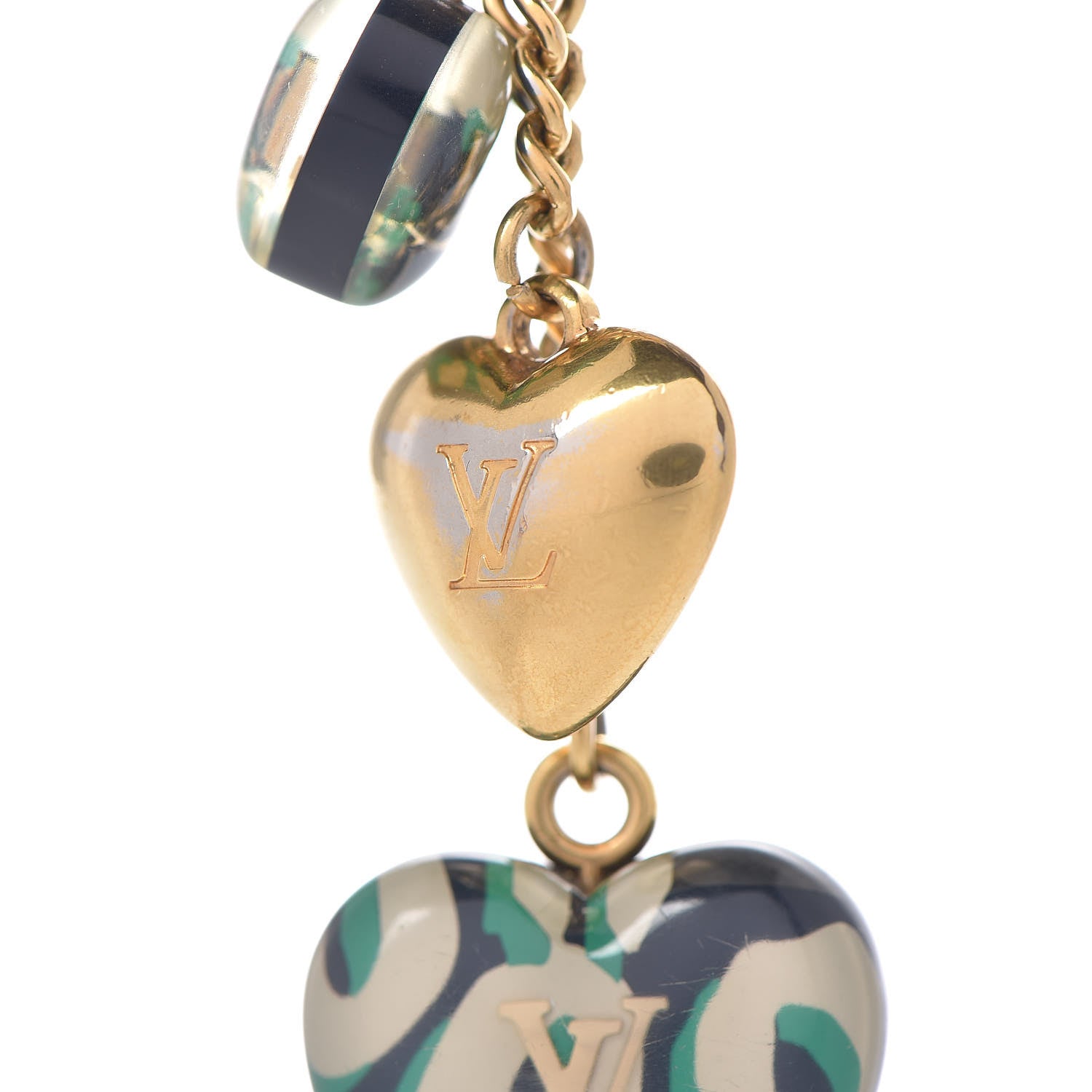Louis Vuitton Leopard Heart Bag Charm Key Holder Blue Infini 3 of 3