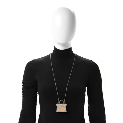 Fendi Metal Python Micro Peekaboo Charm Necklace Silver Beige Amido 2 of 4