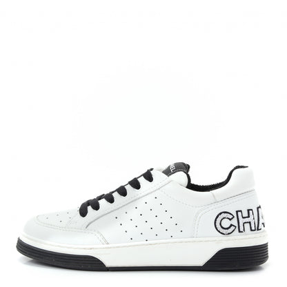Chanel Calfskin Womens Logo Sneakers 40 Black White 1 of 11