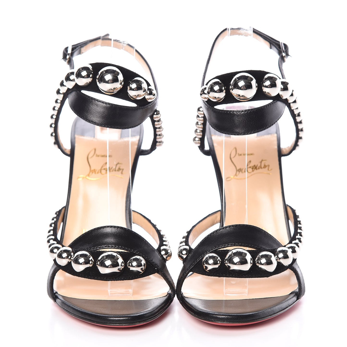 Shiny Nappa Suede Galeria 100 Sandals 36.5 Black Silver
