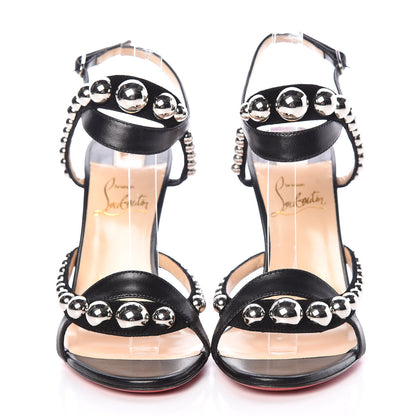 Christian Louboutin Shiny Nappa Suede Galeria 100 Sandals 36.5 Black Silver 2 of 7