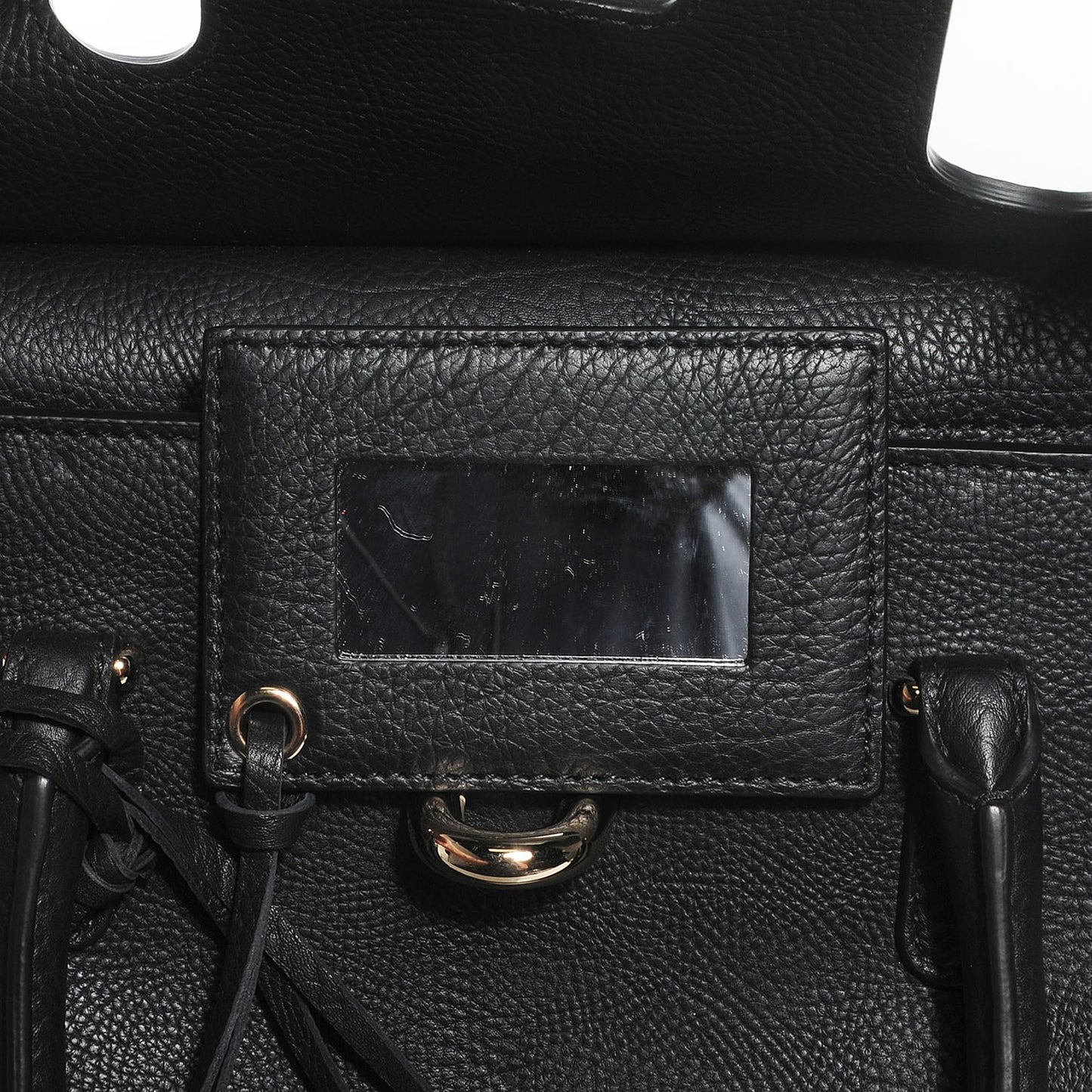 Grained Calfskin M Tube Round Tote Black