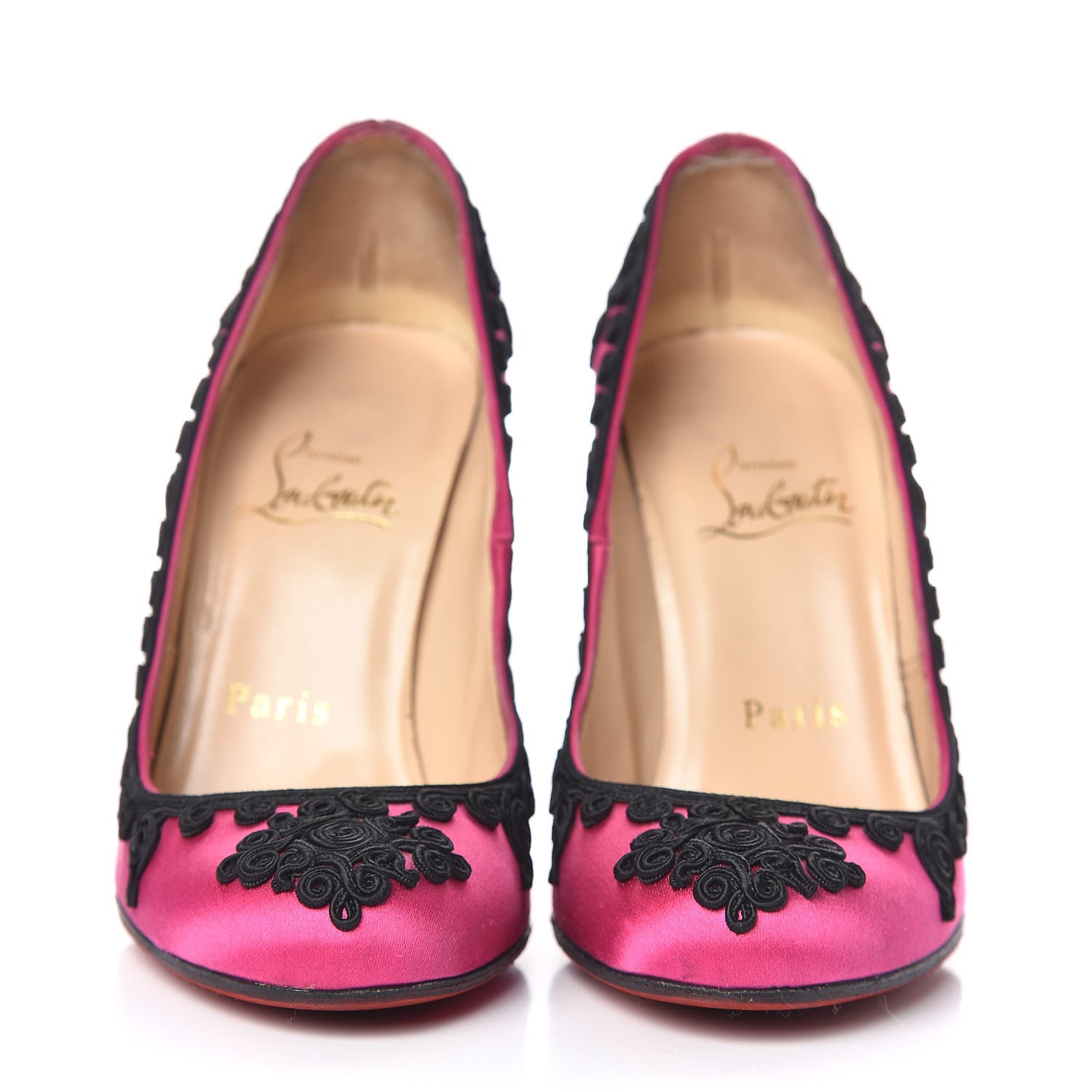 Christian Louboutin Satin Samira 100 Pumps 35.5 Pink Black 2 of 12