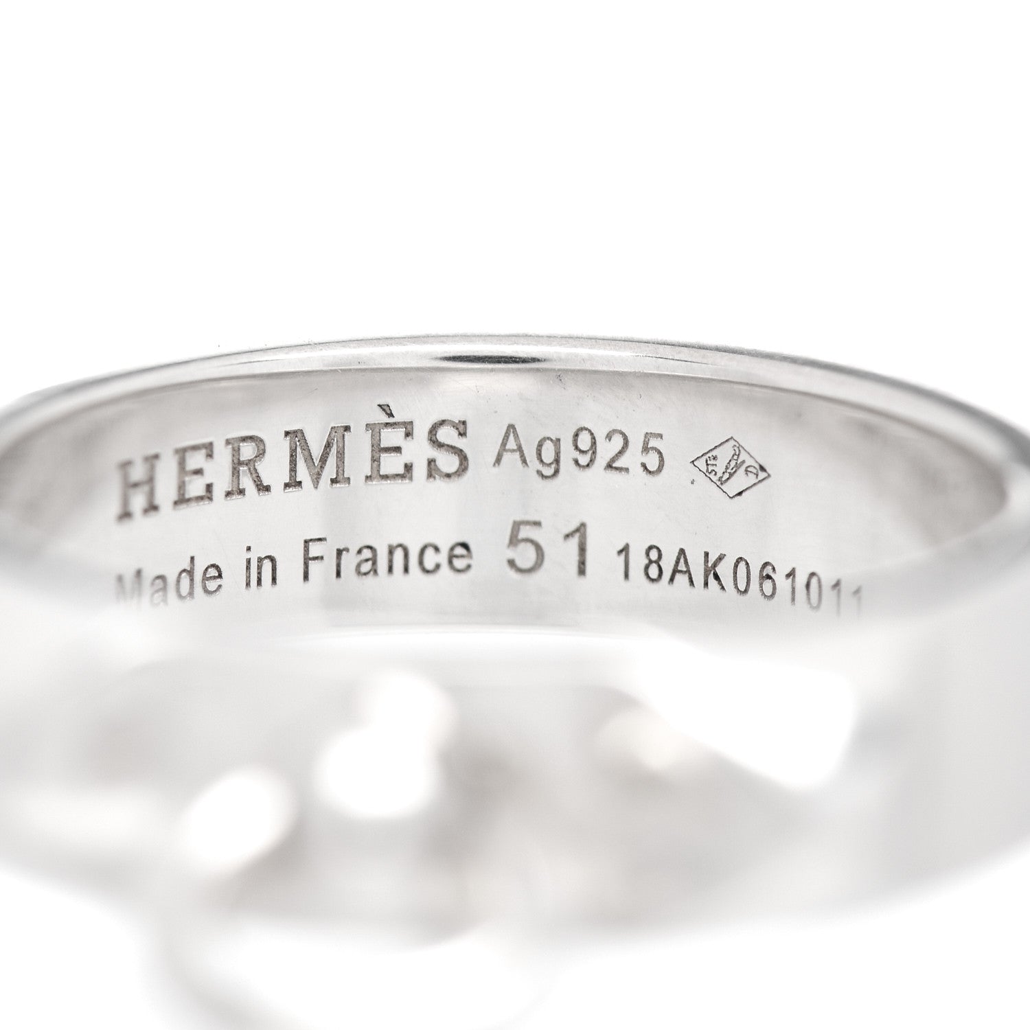Hermes Sterling Silver PM Collier De Chien Ring 51 5.75 5 of 5