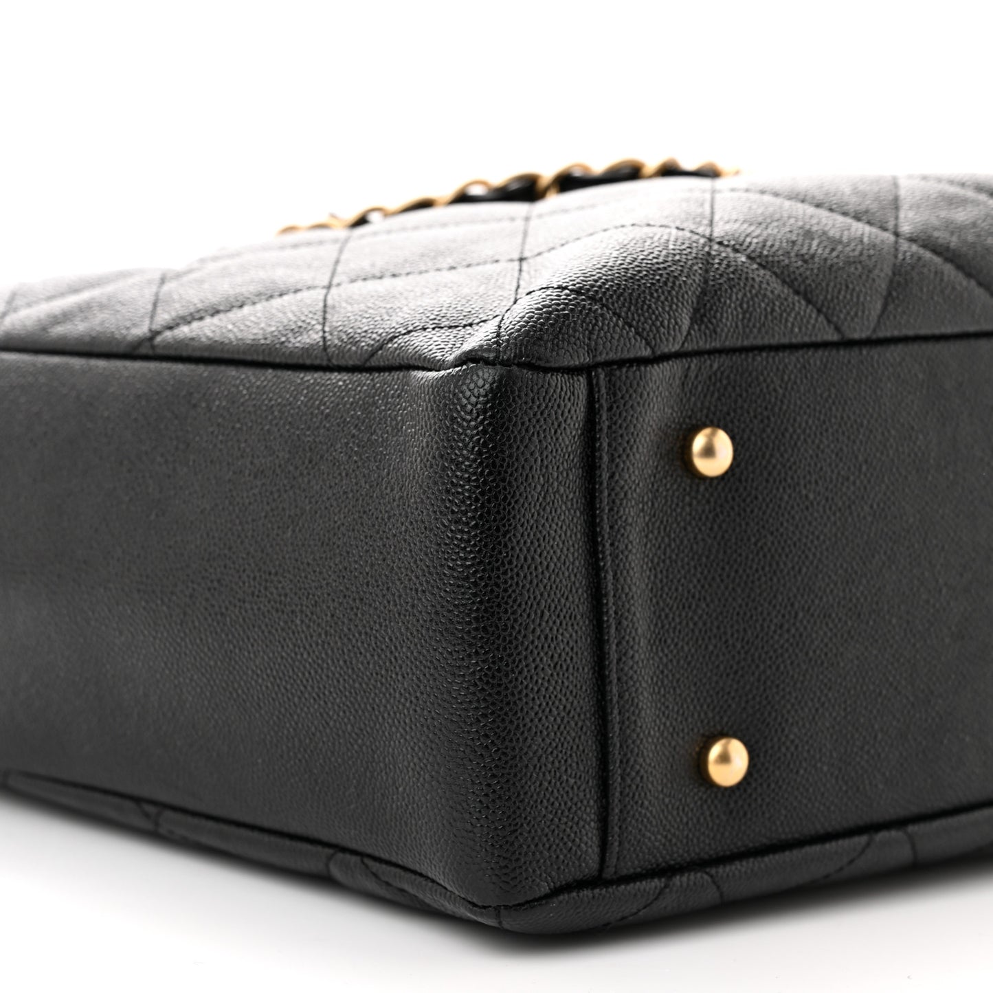 Caviar Quilted Small Shopping Tote Black