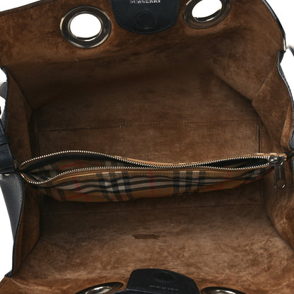 Burberry Smooth Calfskin Small Grommet Embossed Crest Bag Black 5 of 11