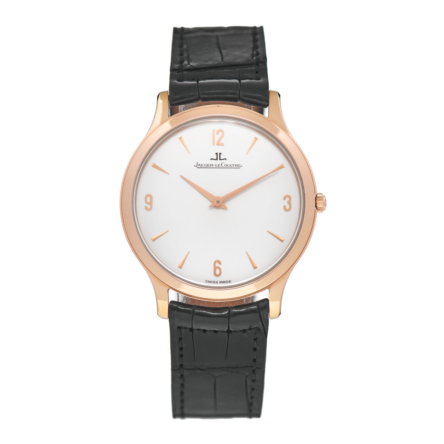 Jaeger-LeCoultre 18K Rose Gold Alligator 34mm Master Ultra Thin Manual Winding Watch 145.2.79 1 of 4