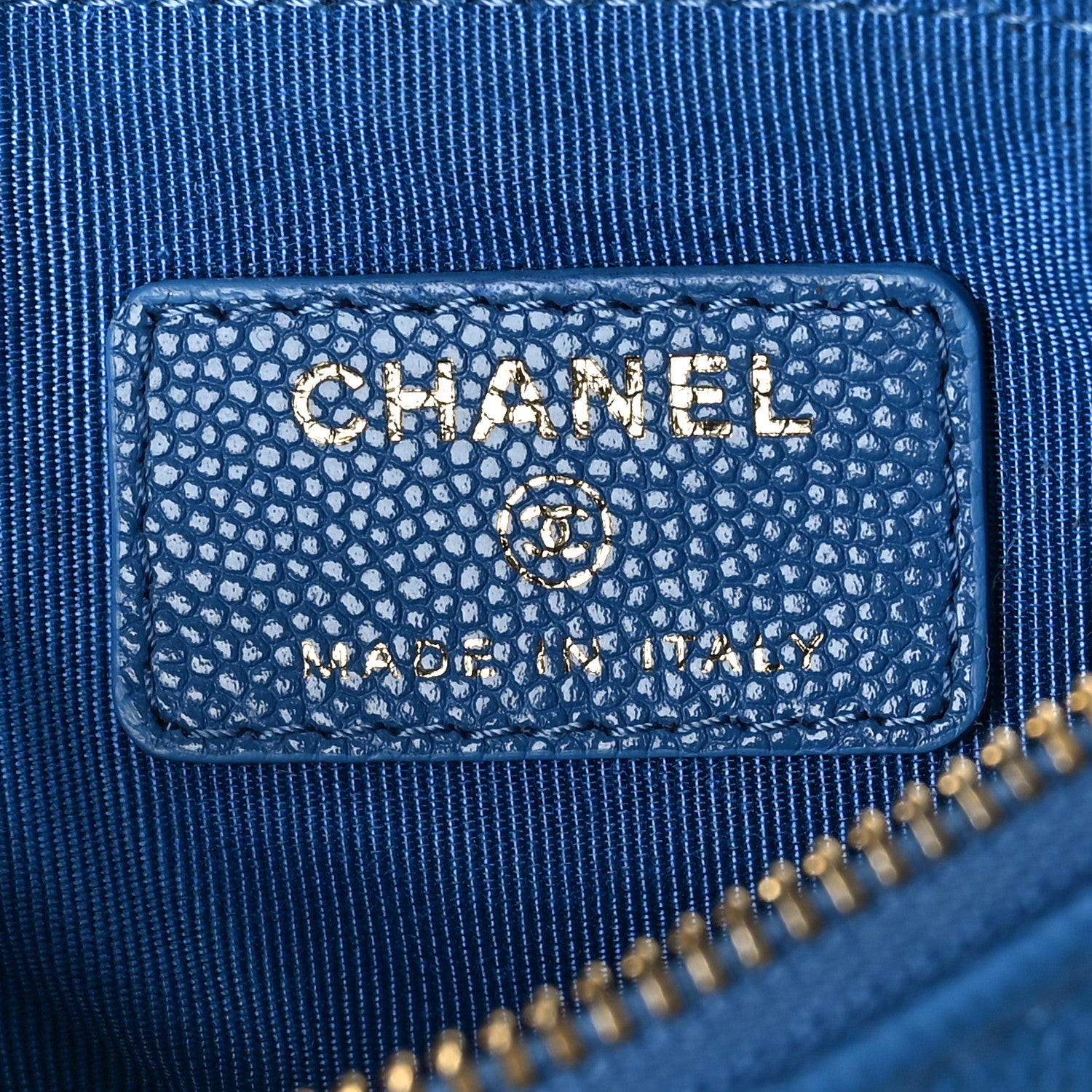 Chanel Caviar Quilted Small Cosmetic Case Blue 6 of 9