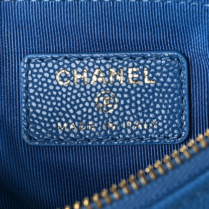 Chanel Caviar Quilted Small Cosmetic Case Blue 6 of 9