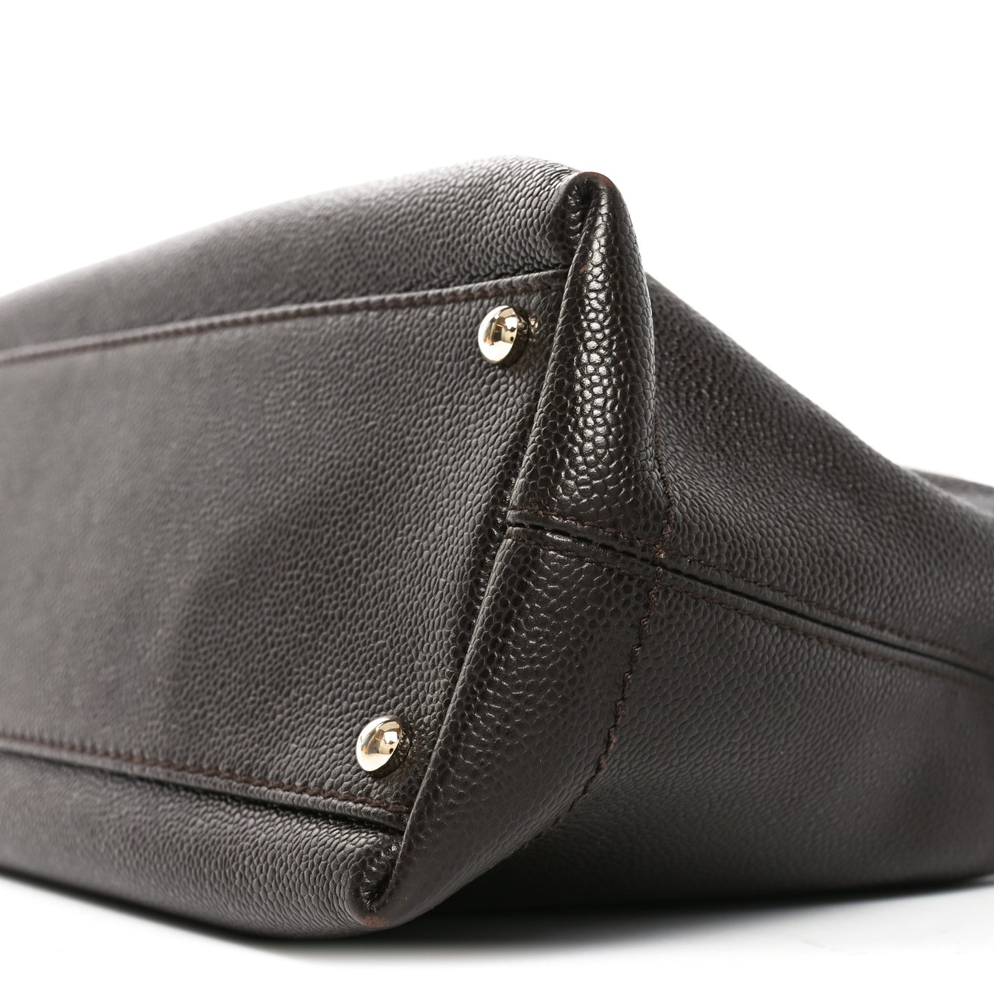 Caviar CC Wood Chain Hobo Dark Brown