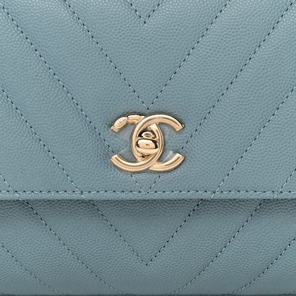 Chanel Caviar Chevron Quilted Mini Coco Handle Flap Sky Blue 10 of 11