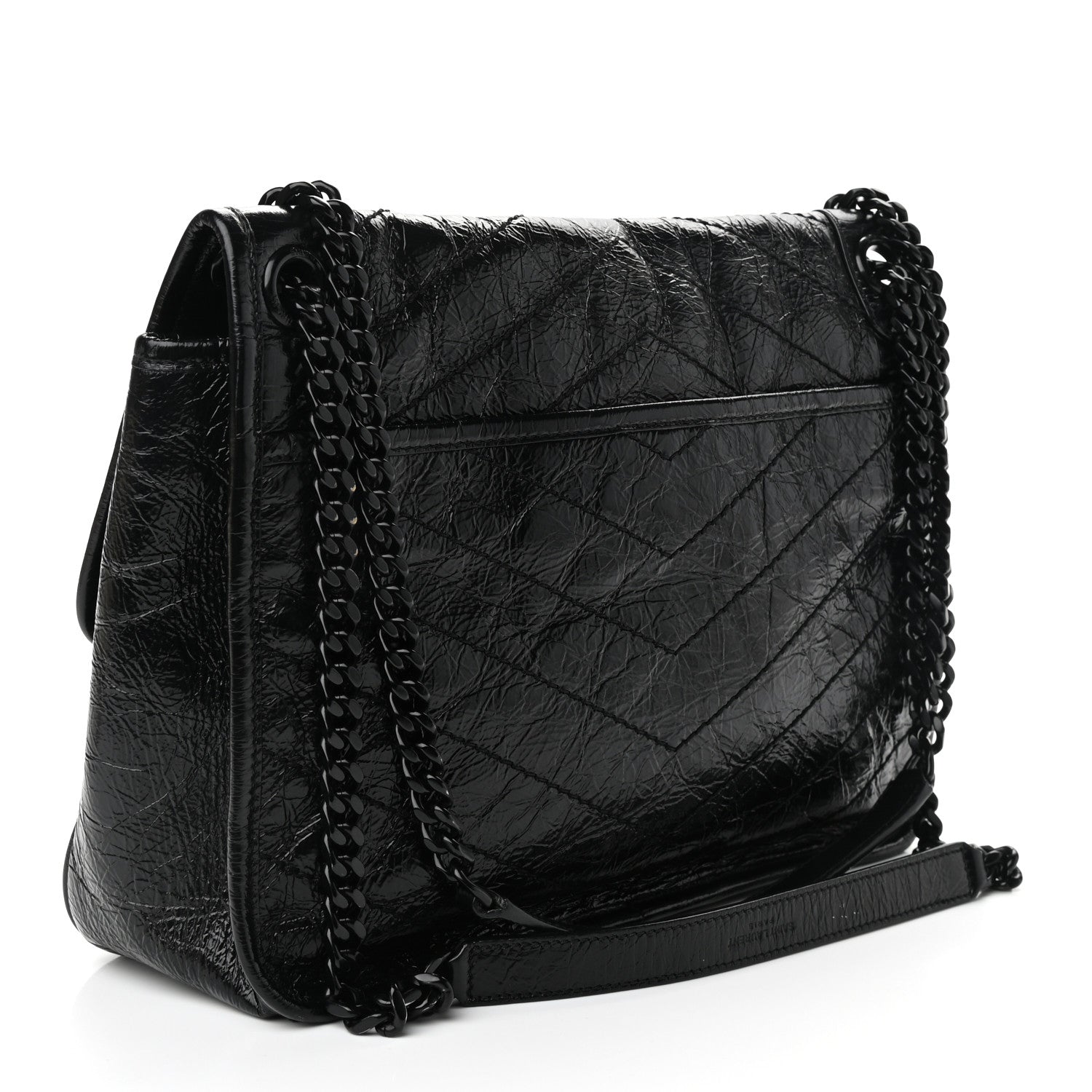 Saint Laurent Crinkled Calfskin Matelasse Monogram Medium Niki Chain Satchel Black 3 of 10