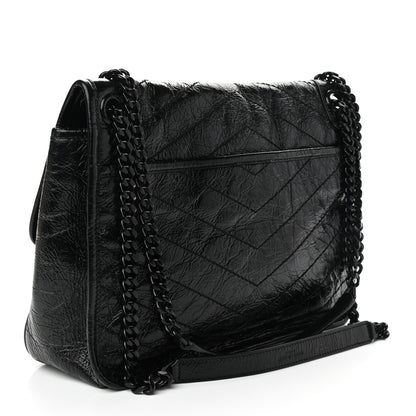 Saint Laurent Crinkled Calfskin Matelasse Monogram Medium Niki Chain Satchel Black 3 of 10