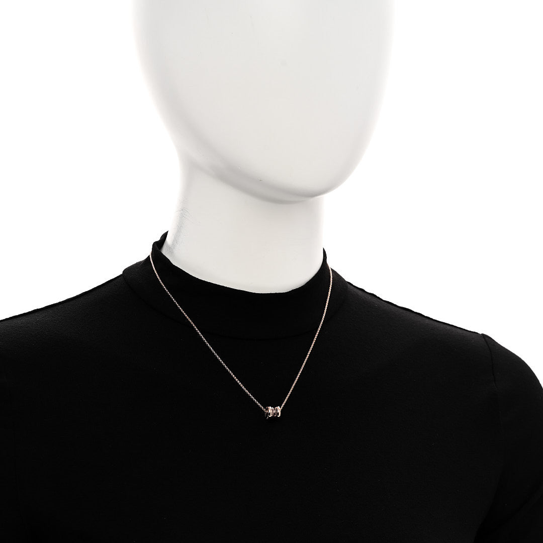 Bulgari 18K Rose Gold Cermet Small B.Zero1 Pendant Necklace 2 of 5