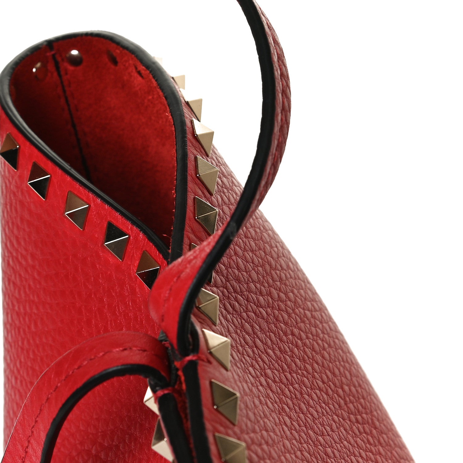Valentino Garavani Grained Calfskin Small Rockstud Shoulder Tote Rouge Pur 12 of 16