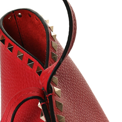 Valentino Garavani Grained Calfskin Small Rockstud Shoulder Tote Rouge Pur 12 of 16