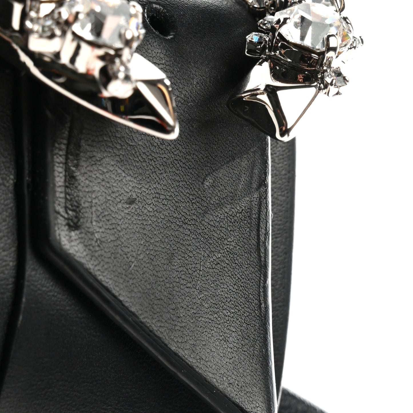 Calfskin Crystal Embellished Marga Slide Sandals 37 Black
