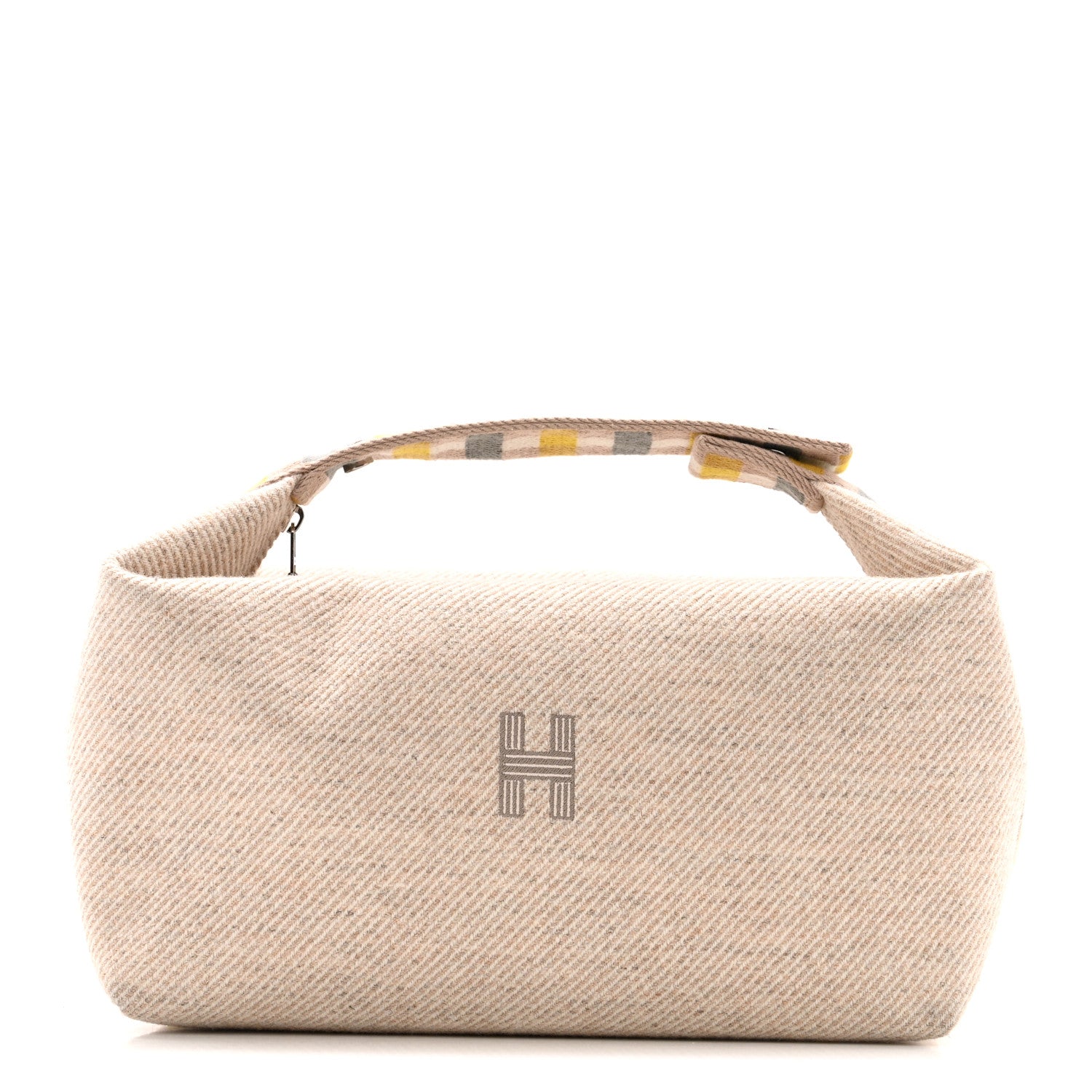 Hermes Wool Large Au Carre Bride-A-Brac Pouch Seigle 1 of 9