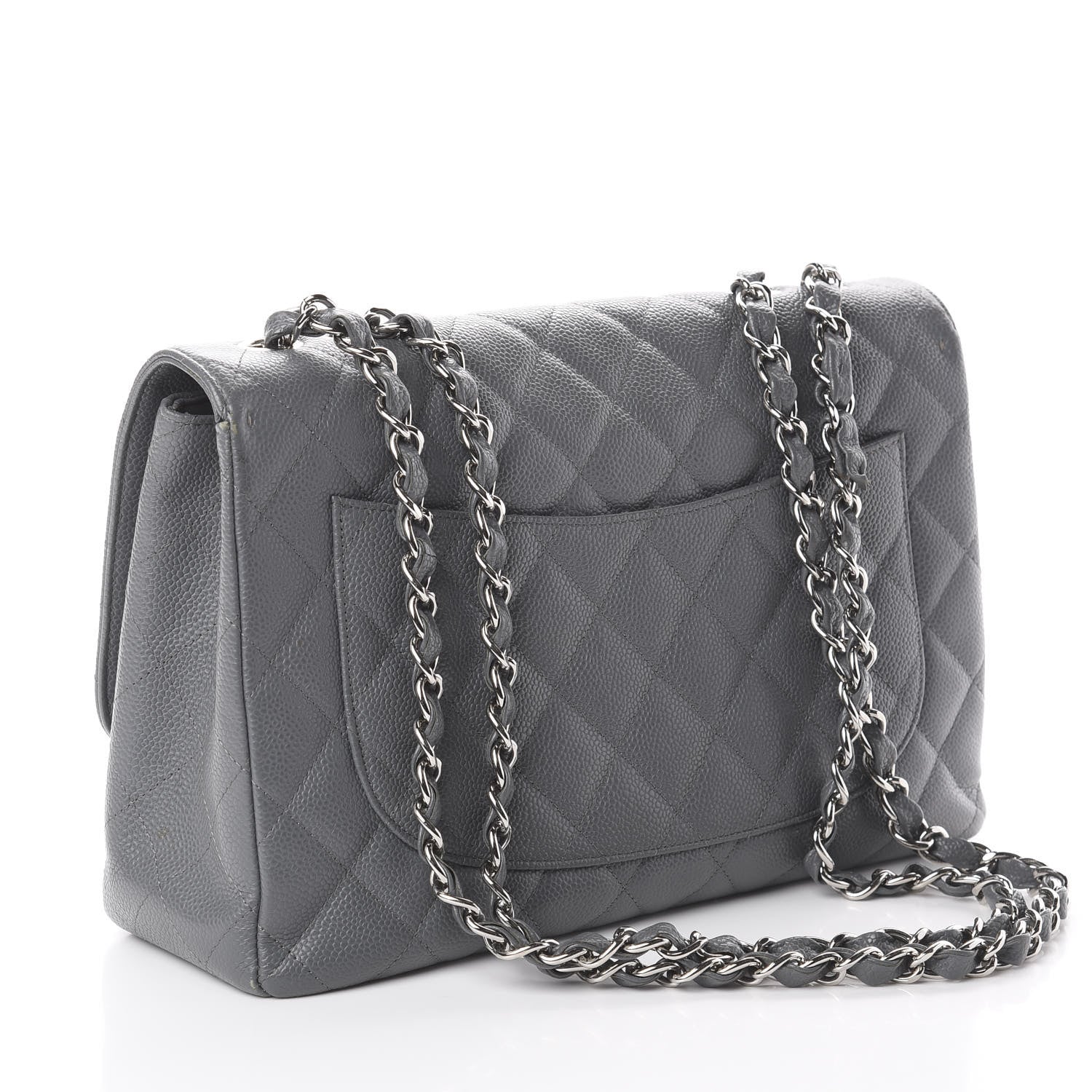 Chanel Caviar Quilted Jumbo Single Flap Grey 2 of 10