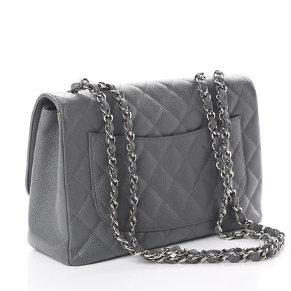 Chanel Caviar Quilted Jumbo Single Flap Grey 2 of 10