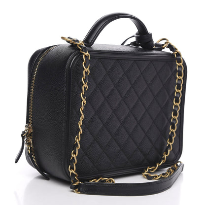 Chanel Caviar Quilted Large CC Filigree Vanity Case Navy 3 of 12