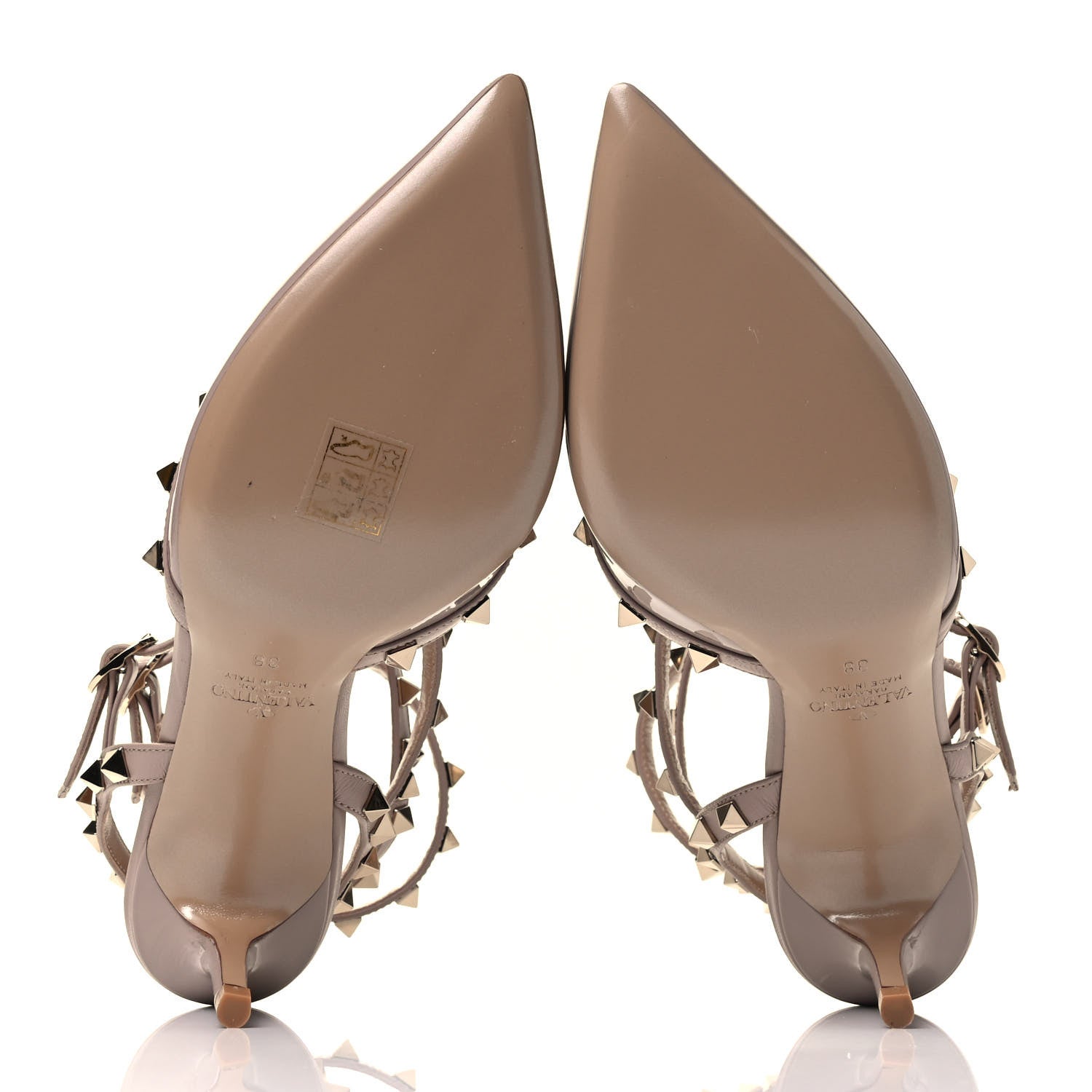 Valentino Garavani Patent Nappa Rockstud Ankle Strap 65mm Pumps 38 Poudre 5 of 7