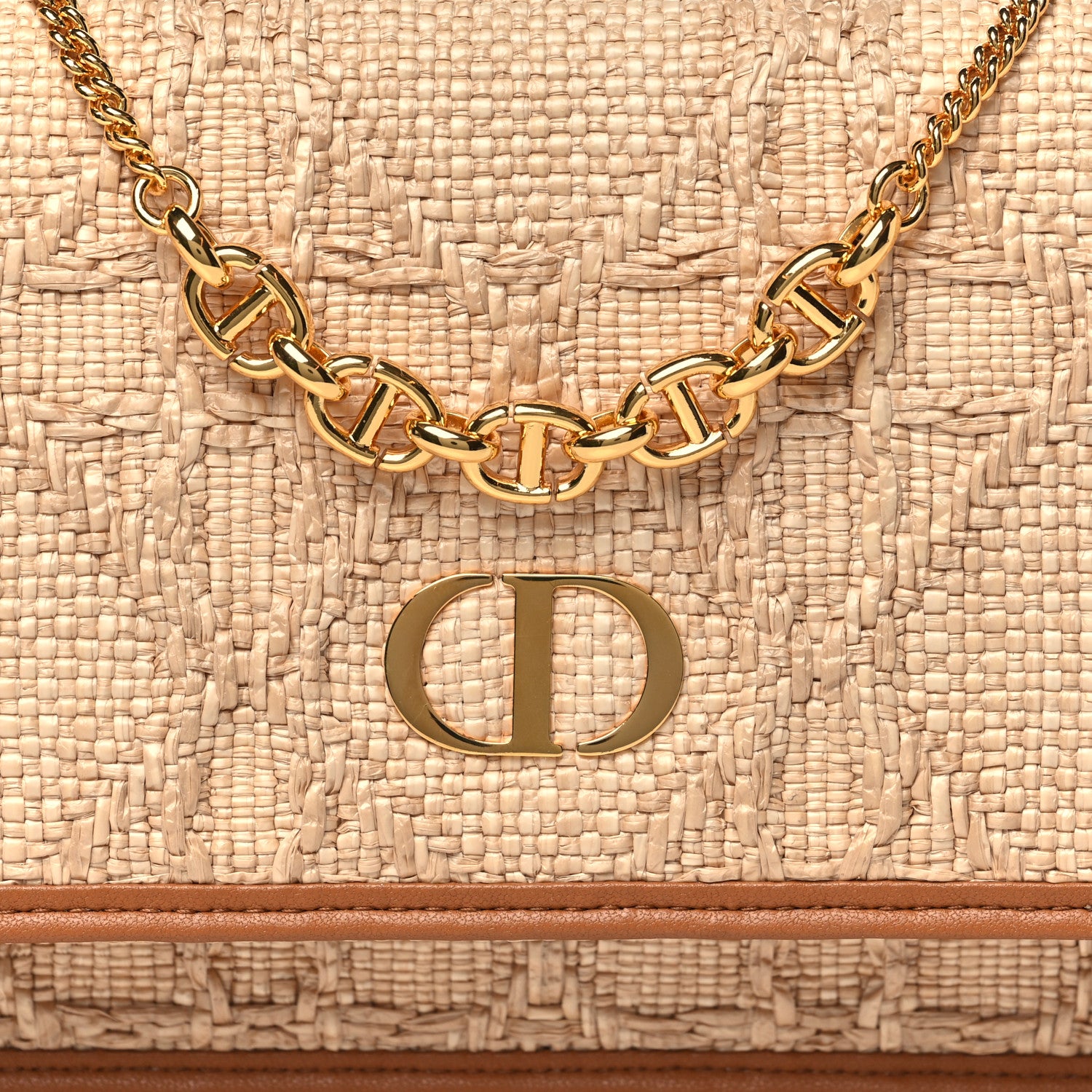 Christian Dior Raffia Macro Cannage Miss Caro Pouch With Chain Natural 7 of 9