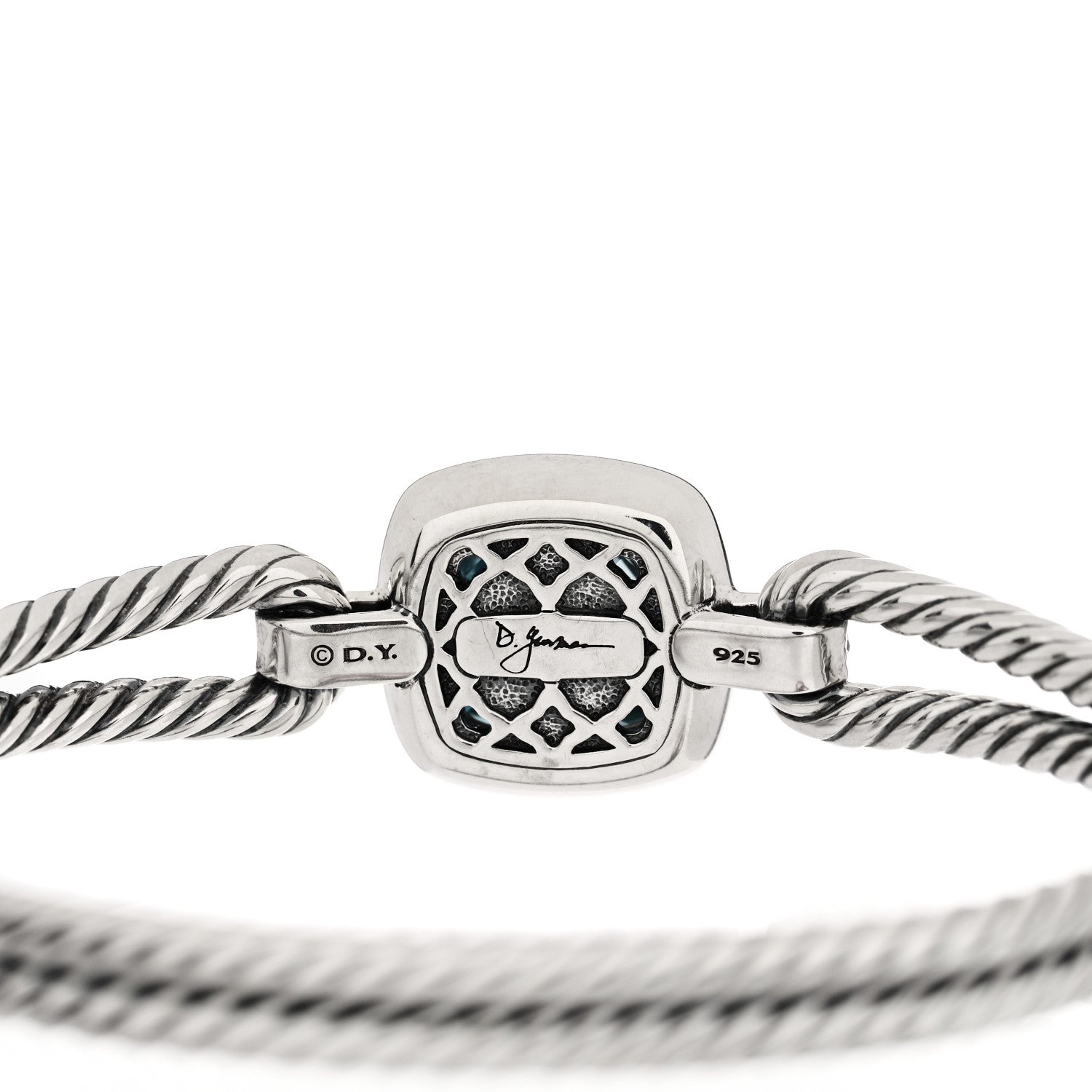 David Yurman Sterling Silver Diamond Blue Topaz Albion Cable Bracelet 3 of 3