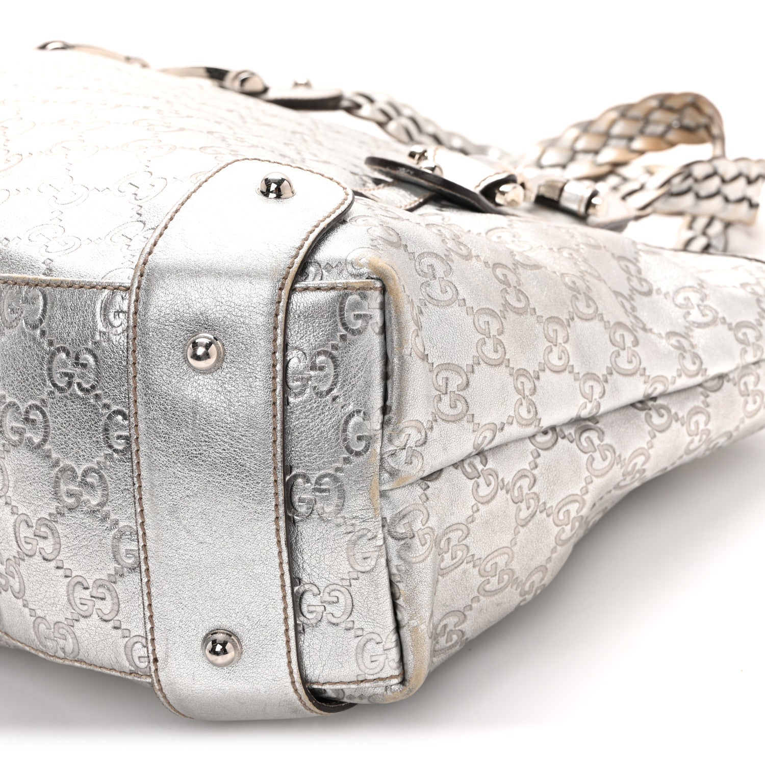 Gucci Metallic Guccissima Medium Pelham Shoulder Bag Silver 10 of 11