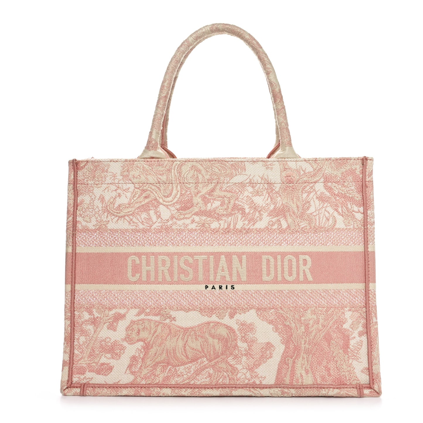 Canvas Embroidered Medium Dioriviera Toile De Jouy Book Tote Rose