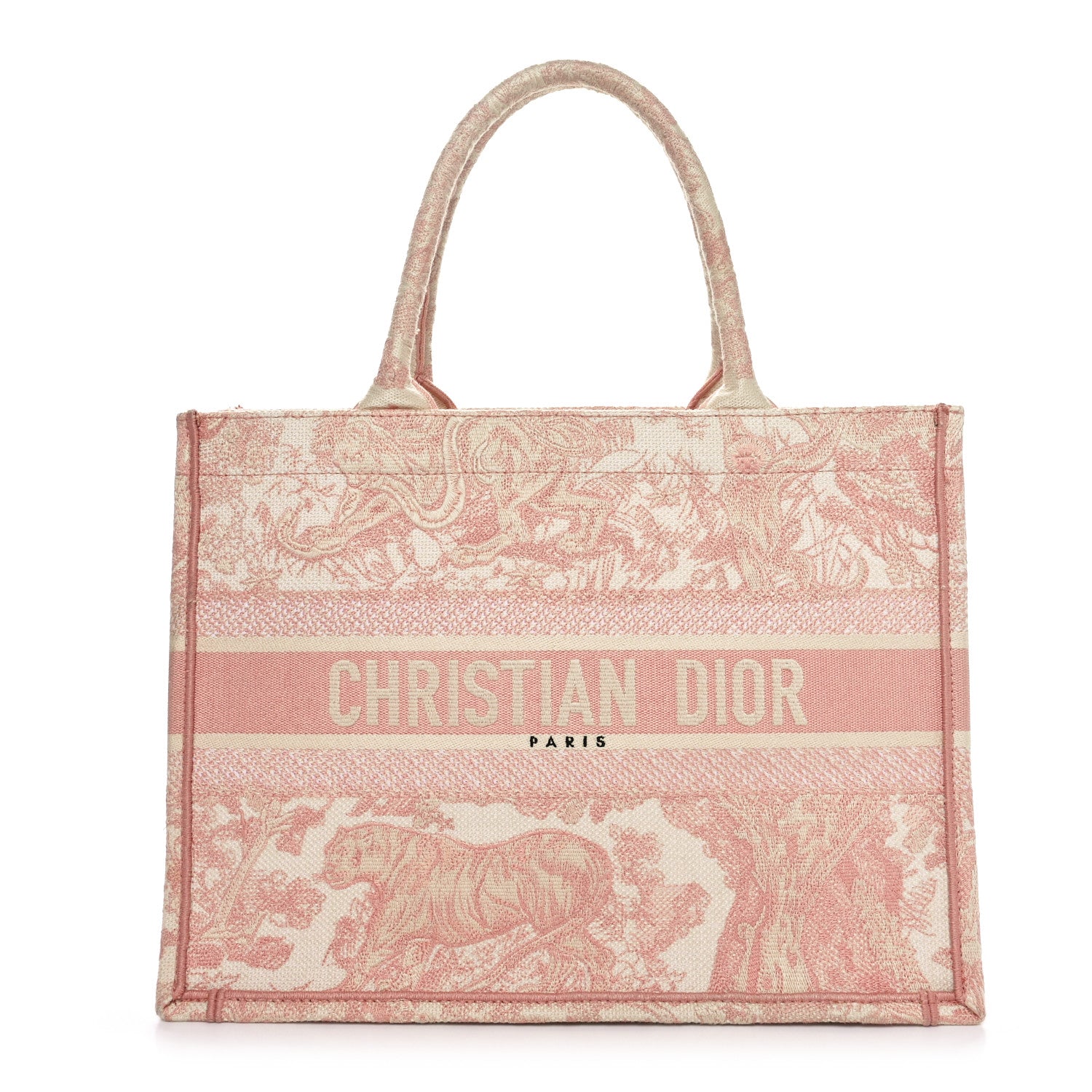 Christian Dior Canvas Embroidered Medium Dioriviera Toile De Jouy Book Tote Rose 1 of 10