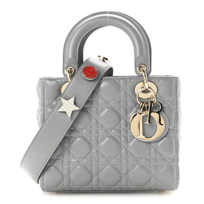 Christian Dior Lambskin Cannage Small My Lucky Badges My Lady Dior Grey 1 of 9