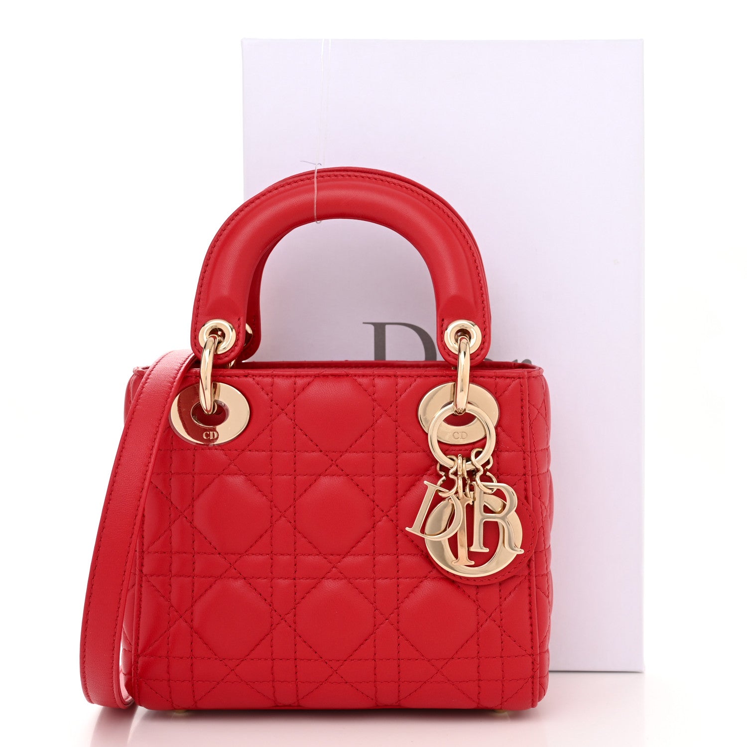 Christian Dior Lambskin Cannage Mini Lady Dior Red 11 of 11