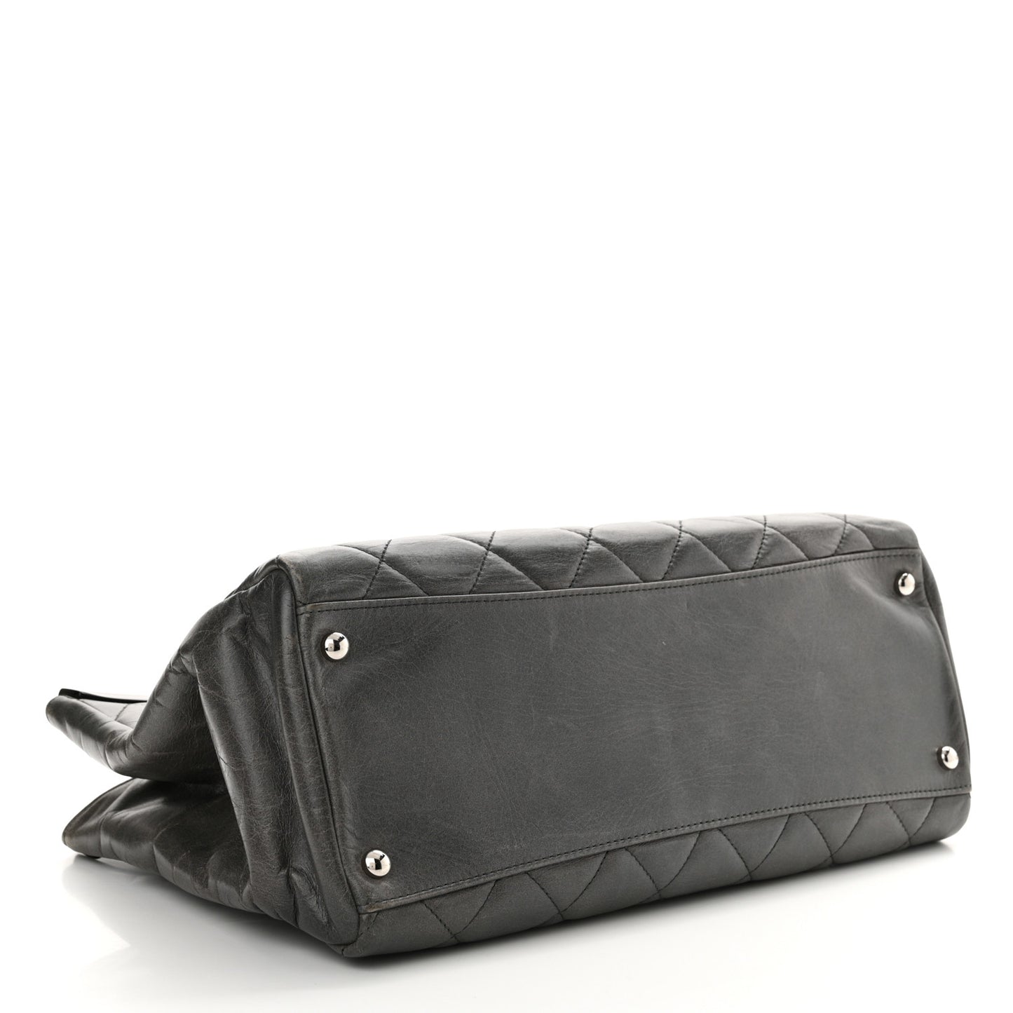 Glazed Calfskin Quilted Small CC Delivery Tote Grey