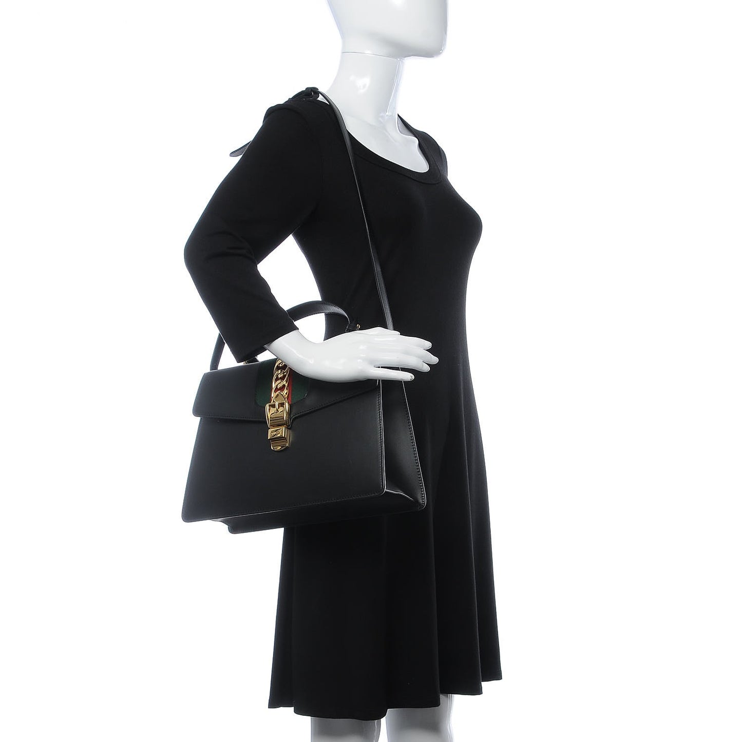 Calfskin Medium Sylvie Top Handle Bag Black