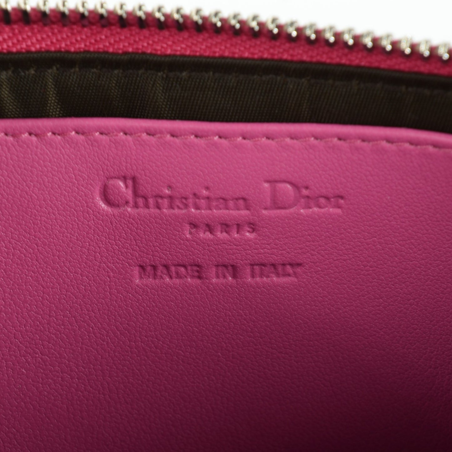 Patent Cannage Lady Dior Mini Pochette Framboise