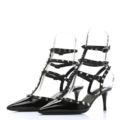 Valentino Garavani Patent Nappa Rockstud Ankle Strap 65mm Pumps 38 Black 3 of 8