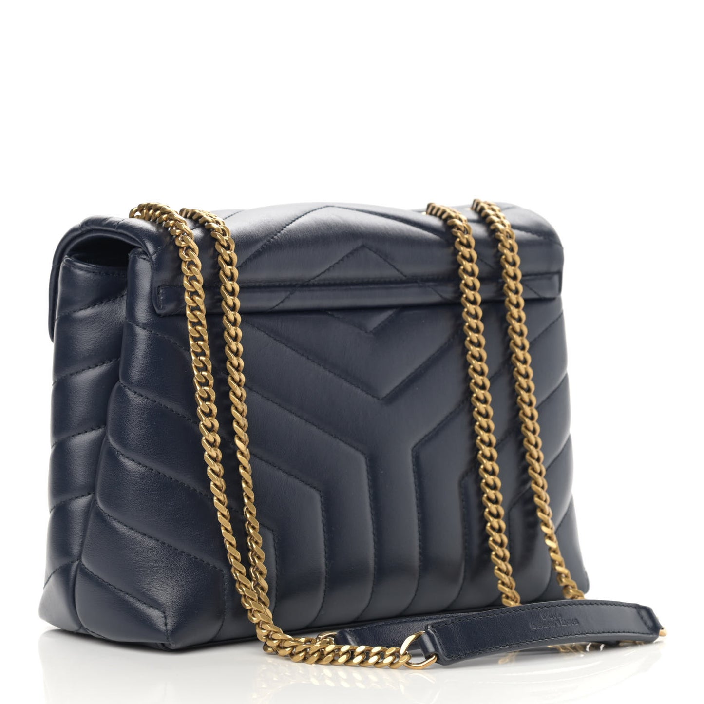 Calfskin Y Quilted Monogram Small Loulou Chain Satchel Denim Brut