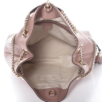 Gucci Pebbled Calfskin Medium Soho Chain Shoulder Bag Dark Cipria 5 of 7