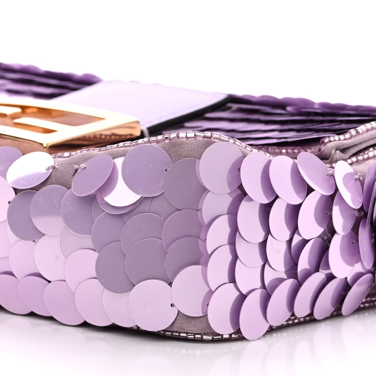 Satin Sequin Paillettes Shiny Nappa Mini Baguette 1997 Lilla
