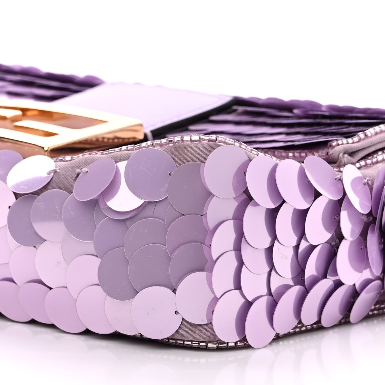 Fendi Satin Sequin Paillettes Shiny Nappa Mini Baguette 1997 Lilla 11 of 12