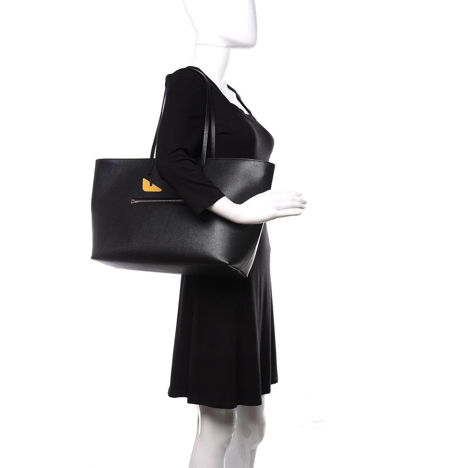 Fendi Vitello Elite Cuoio Monster Buggies Medium Roll Tote Black Multicolor Blue Cobalto 2 of 11