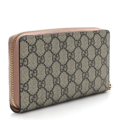 Gucci Dollar Calfskin GG Supreme Monogram GG Marmont Zip Around Wallet Porcelain Rose Beige Ebony 3 of 7