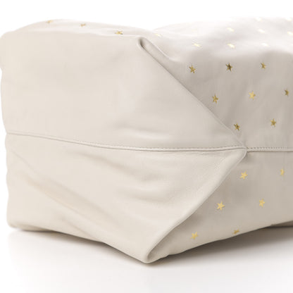 Saint Laurent Lambskin Star Printed Teddy Drawstring Bag White 9 of 10