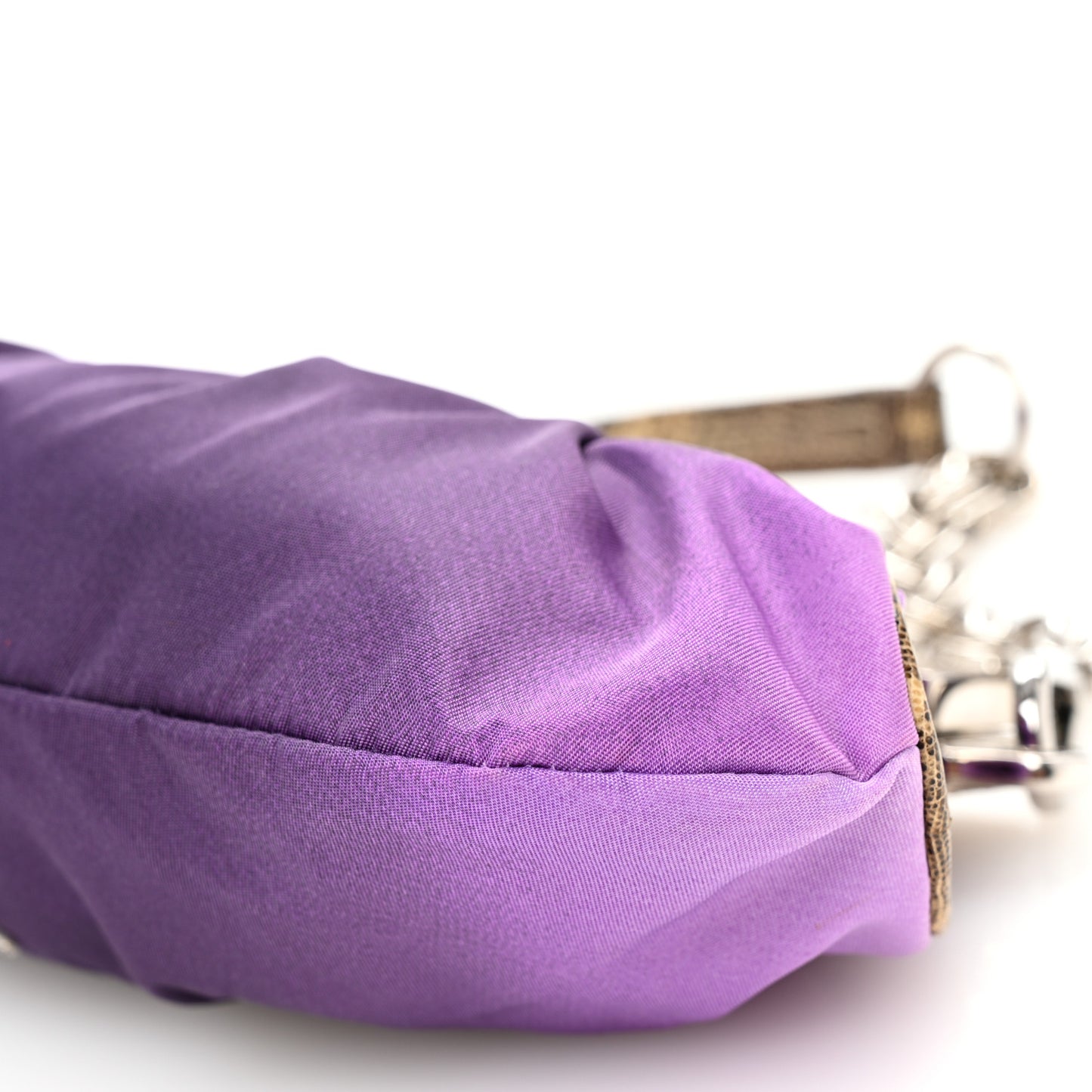 Nylon Lizard Frame Clutch Bag Ombre Purple