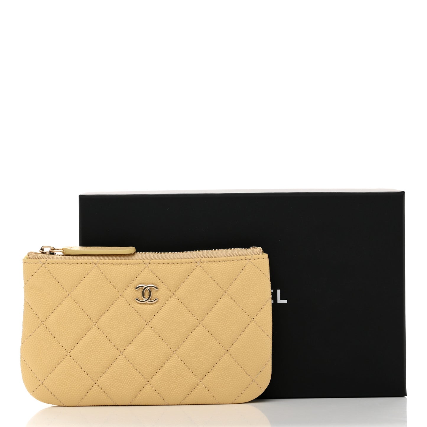 Caviar Quilted Small Cosmetic Case Yellow