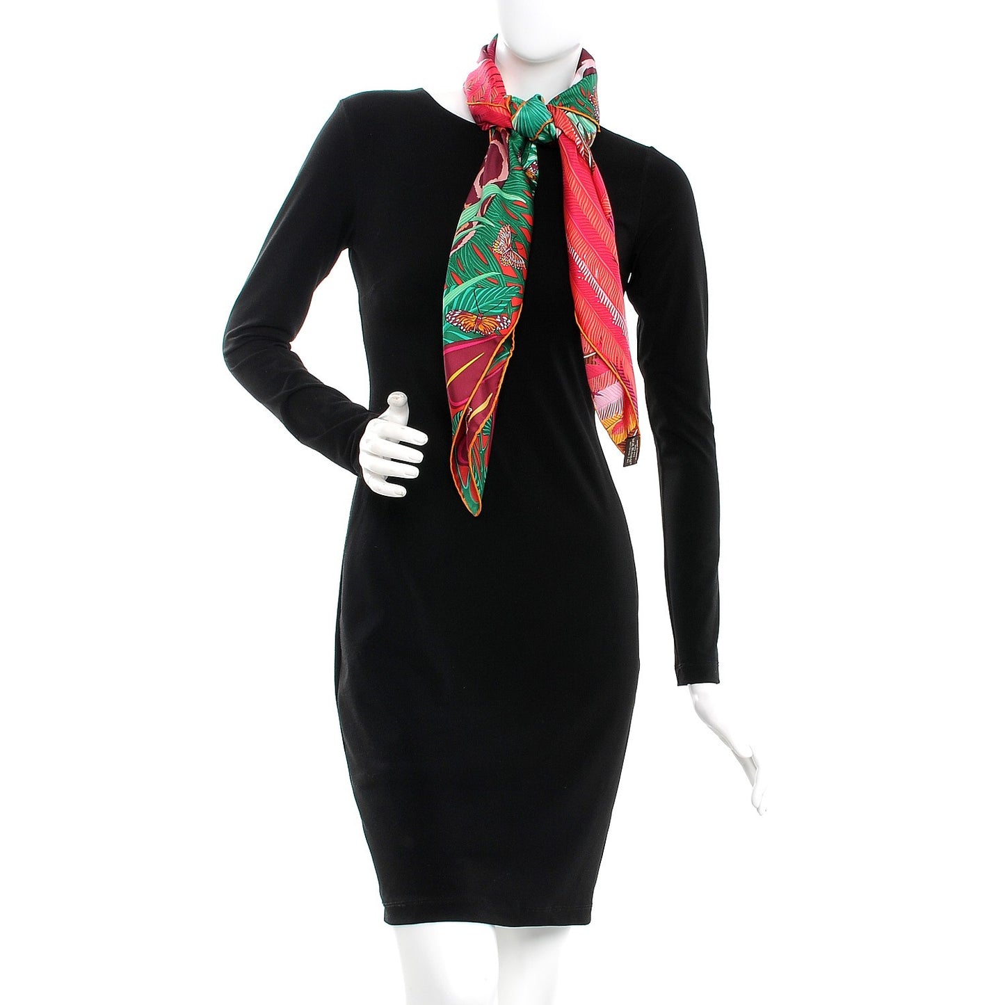 Silk Jaguar Quetzal Scarf 90 Fuchsia Vert Bordeaux